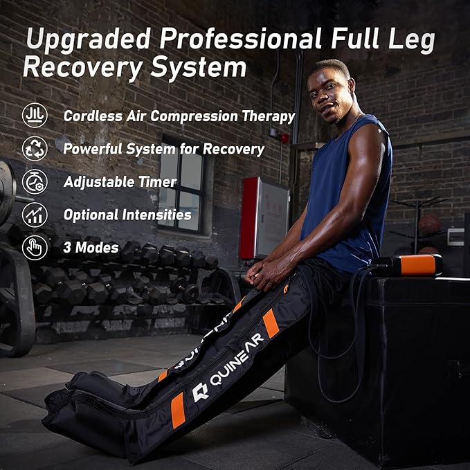 QUINEAR Professional Leg Recovery System, Cordless Air Compression Boots with Sequential Compression, Leg and Foot Massager, Fast Recovery Therapy for Athletes, FSA-HSA Eligible (Small)