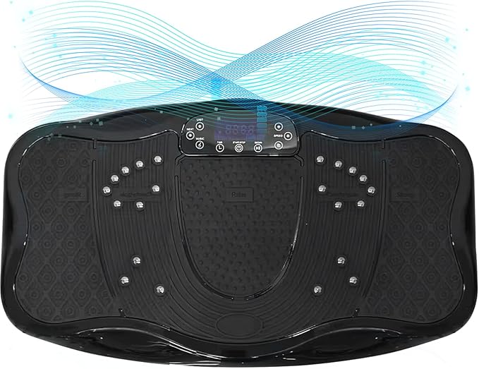 330lbs 120 Levels Vibration Plate Exercise Machine - Whole Body Workout Vibration Fitness Platform w/ Resistance Bands - Home Gyms Workout for Weight Loss & Toning,Black