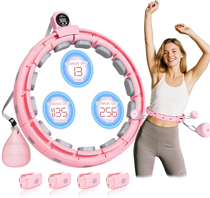 2025 New Silent Smart Weighted Fitness Circle, Weighted Circle for Adults Weight Loss,18 Detachable Links Waist 30"- 50", Exercise Circle for Women & Men