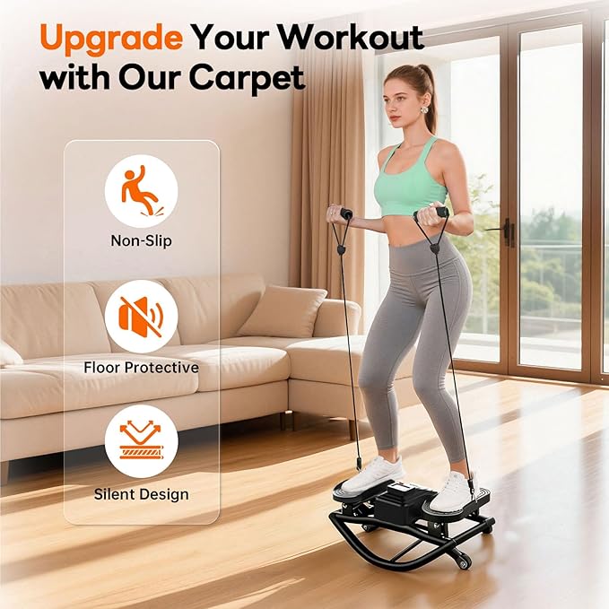 HXD-ERGO Rock Stepper with Elastic Resistance Bands, Side-to-Side Lateral Rocking Motion, Digital Display & High-Capacity Design for Home Leg GluteWorkout