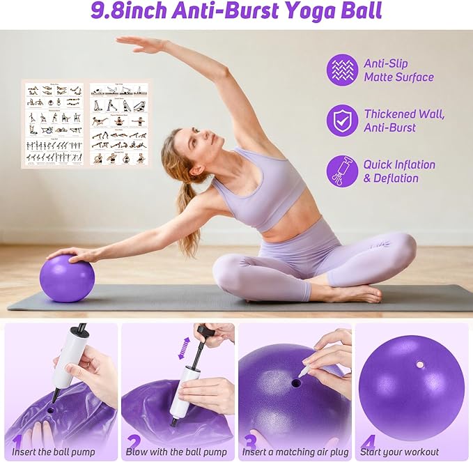 Asten Home Pilates Kit for Women: Pilates Equipment Pilates Ring and Ball Set with Resistance Bands, Core Slider, Foam Roller, Pilates Essentials Kit for Beginner Home Workout, Compact Toning Fitness