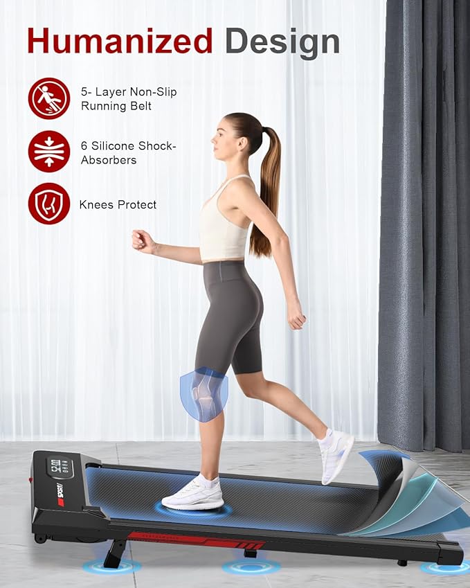 Incline Walking Pad with Handle Bar, Foldable Portable Under Desk Treadmill for Home Office, Ultra Quiet <45dB, Safety Lock, 300+ LB Capacity