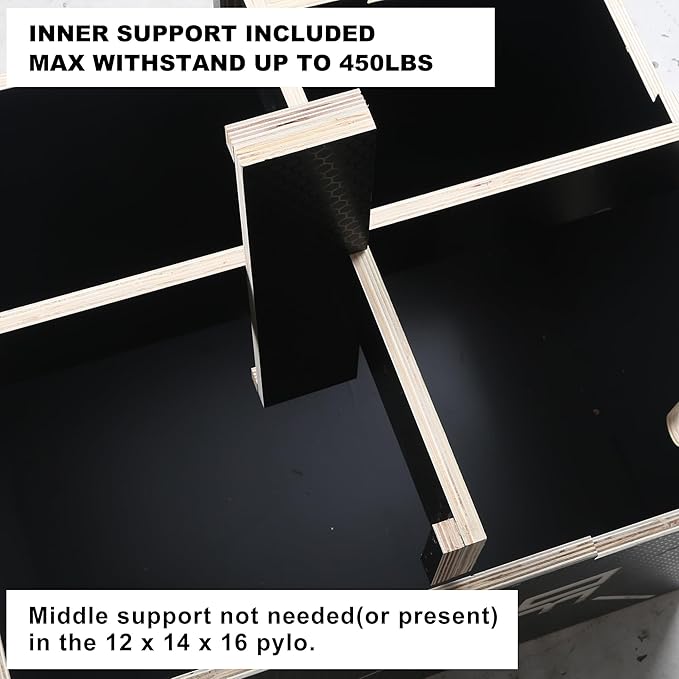 Non-Slip Wood Plyometric Jump Box- 3-in-1 Wooden Plyo Box for Home Gym and Outdoor Workout