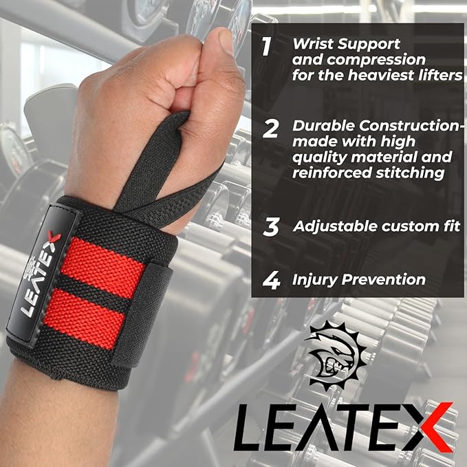 Weight Lifting Wrist Wraps 18" Wrist Support with Heavy Duty Thumb Loop - Best Gym Wrist Wraps for Powerlifting Competition, Strength Training, Bodybuilding - for Men & Women