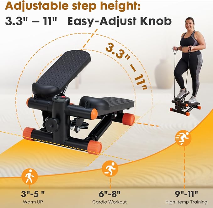NEWBULIG Mini Stepper for Exercise at Home Stair Step Machine for Indoor Fitness Portable Home Gym Stepper for Full Body Workout 300lb Weight Capacity