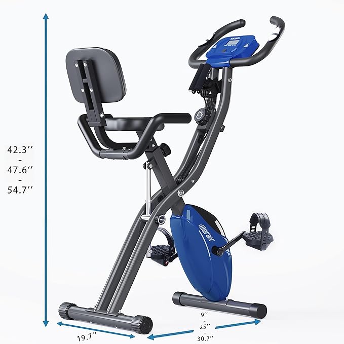 Merax Workout Bike For Home - 2 In 1 Recumbent Exercise Bike and Upright Indoor Cycling Bike Positions, 16 Level Magnetic Resistance Exercise Bike, Foldable Stationary Bike Machine, Fitness Bike