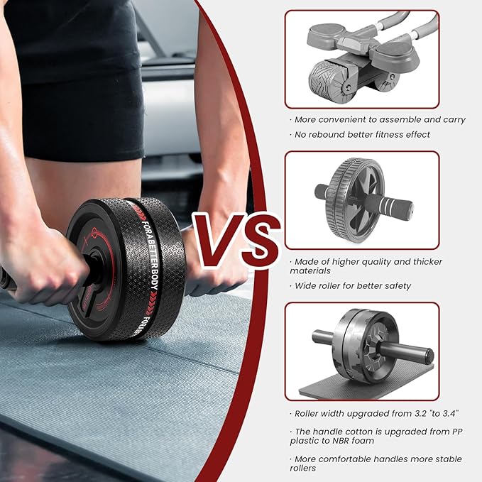 Ab Roller Wheel. Abdominal Training Roller for Men/Women, Abdominal Wheels Widened to 3.4 ", Rubber Tread of The Abdominal Wheel Upgraded, Max Weight 490 lbs