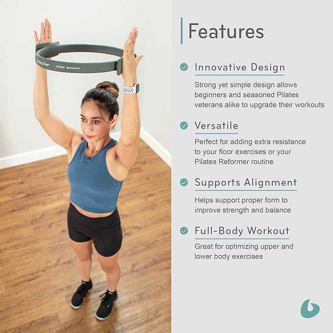 Balanced Body Flex Ring Toner with Handle Pads, Workout Hoop, Pilates Workout Equipment, Pilates Ring Circle for Home Gym or Studio Use