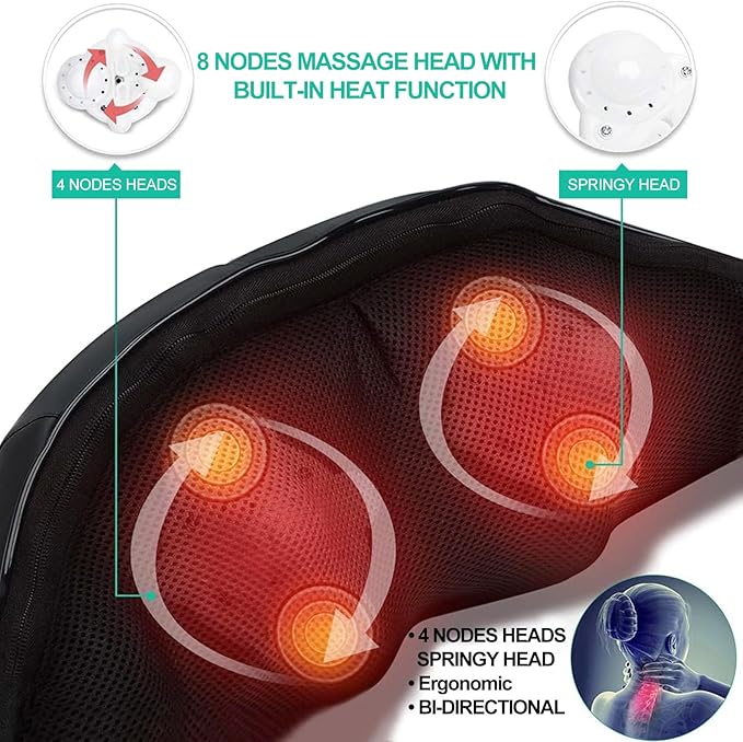 Medcursor Neck Massager - Portable Electric Neck and Back Massager with Heat, Deep Tissue 3D Kneading Pillow for Muscle Pain Relief, Ideal Father’s Day Gift, Not Cordless
