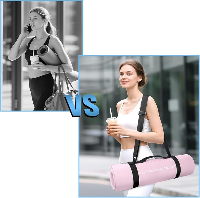 WOMACO Yoga Mat Strap, Adjustable Yoga Mat Carrier with Shoulder Strap & Handle for Women, Men