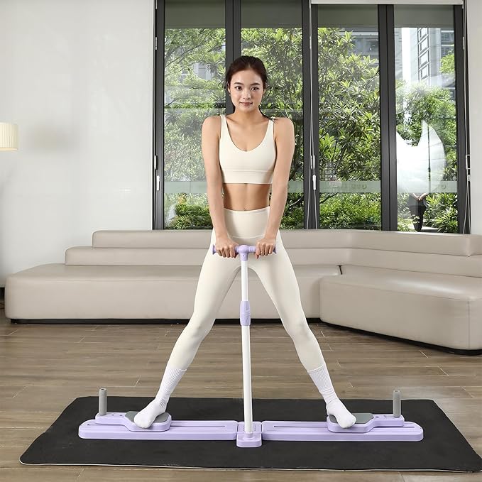 Upgraded Split Pilates Reformer Board - Foldable Pilates Board with Resistance Bands & Handrail, Multifunctional Rebound Abdominal Board Ab Trainer, Pilates Machine Full Body Workout at Home