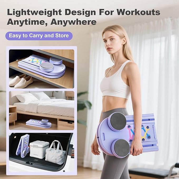 6 in1 Pilates Board, Multi-Purpose Pilates Reformer Set, Foldable Abdominal Board, Pilates Reformer Board for Home, Workout Equipment, Abs Workout Equipment, Core Workout Equipment