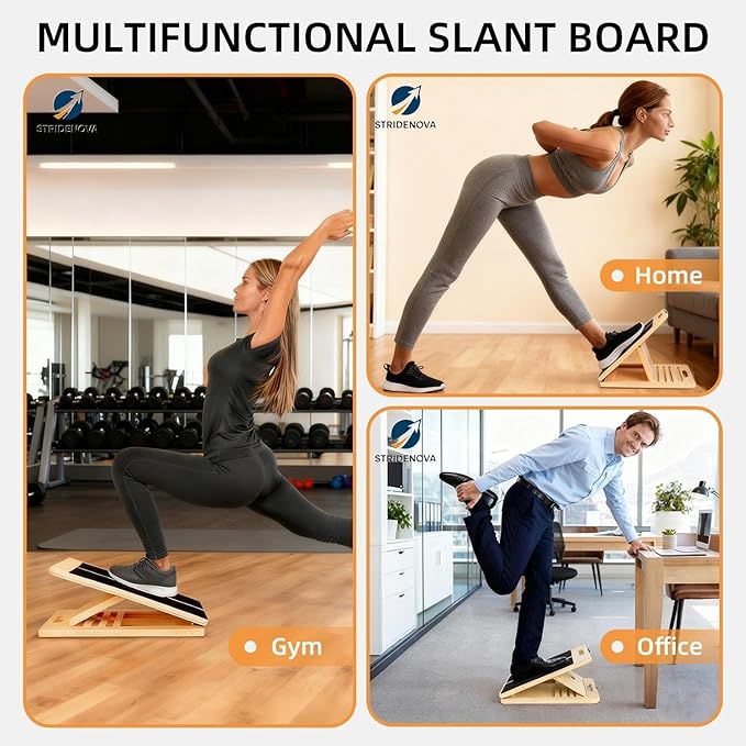 Slant Board for Calf Stretching, Adjustable Portable Wooden Incline Board for Calf Stretcher, 300 Lbs Weight Capacity Calf Stretch Wedge for Leg, Knees, Heel, Ankle