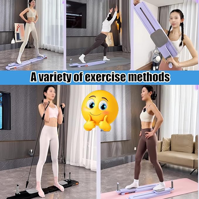 Floor Muscle Training Foldable Skiing Exerciser Leg Strength Split Exerciser Ski Machine Portable Body Slimming Trainer Kegel Trainer Workout Equipment(Purple,Tension Rope Type)