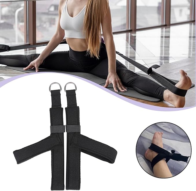 Set of 2 D-Shaped Pilates Straps to Improve Flexibility. Flexible Fitness Belts for Reformer, Ideal for Back Exercises.
