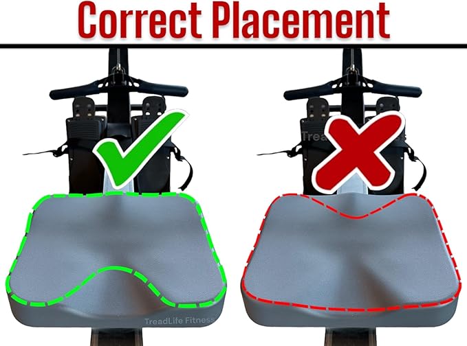 TreadLife Fitness Universal Rowing Machine Seat Cushion | Designed for Concept 2 Rowing Machines, Compatible with All Rowers | Extra Thick 3" Memory Foam with Adjustable Strap Black