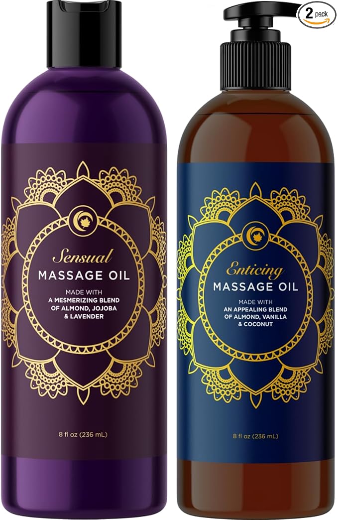 Alluring Massage Oils for Massage Therapy - Maple Holistics Massage Oil Kit with Aromatherapy Lavender Massage Oil Plus Vanilla Massage Oil for Sensual Aromatherapy Made with Pure Essential Oils
