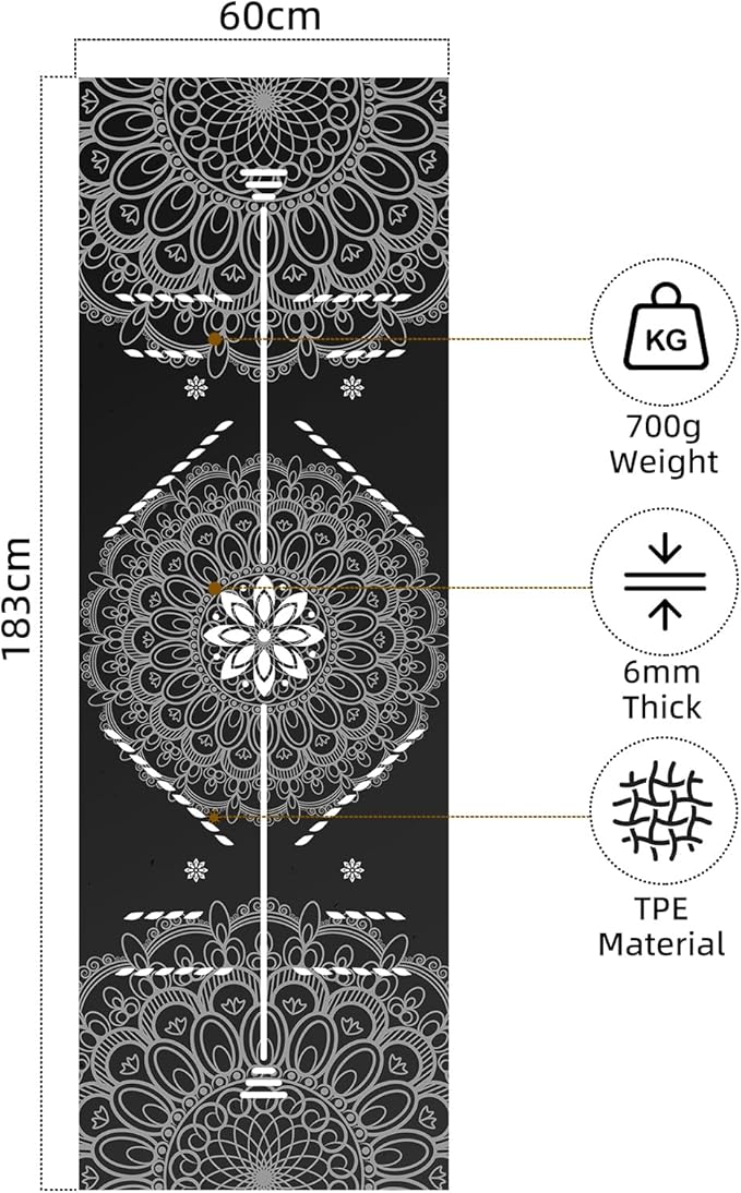 FOLAI Extra Thick Yoga Mat 6mm，pilates mat thick - Non-Slip Exercise Mat for HIIT, Pilates & Home Workouts & Workout with Free Carry Strap