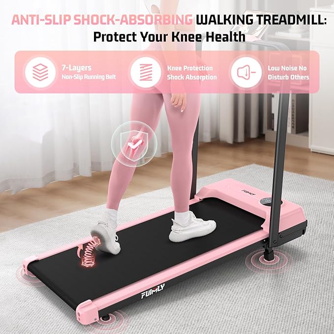 FUNMILY Upgrade Walking Pad Folding Treadmill with 12%/15% & Handle Bar, 3.5HP Foldable Under Desk Compact Treadmills for Home/Office/Gym, 400+lb Capacity, Shock Absorption