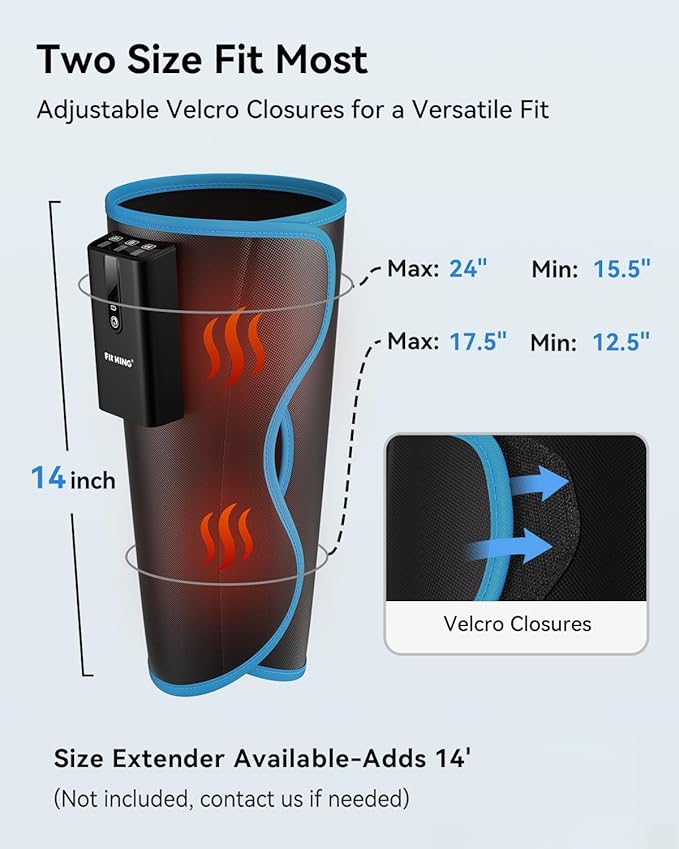 FIT KING Cordless Calf Massager with Heat & Compression – Rechargeable Leg Massager for Circulation, Edema, RLS & Pain Relief, 3 Heat Levels, 3 Modes & Intensities, Portable, Mom, Dad, Athlete Gift