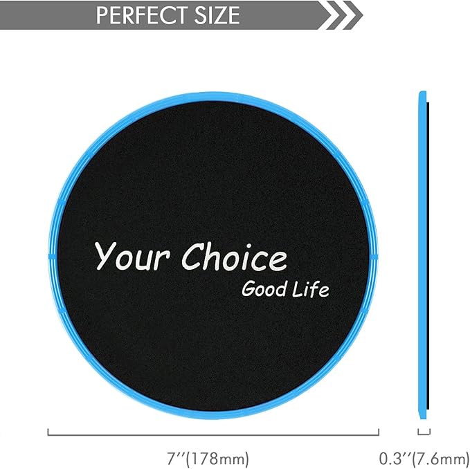 Your Choice Core Sliders - Dual Sided Exercise Gliding Discs for Carpet & Hardwood, 7" Workout Sliders