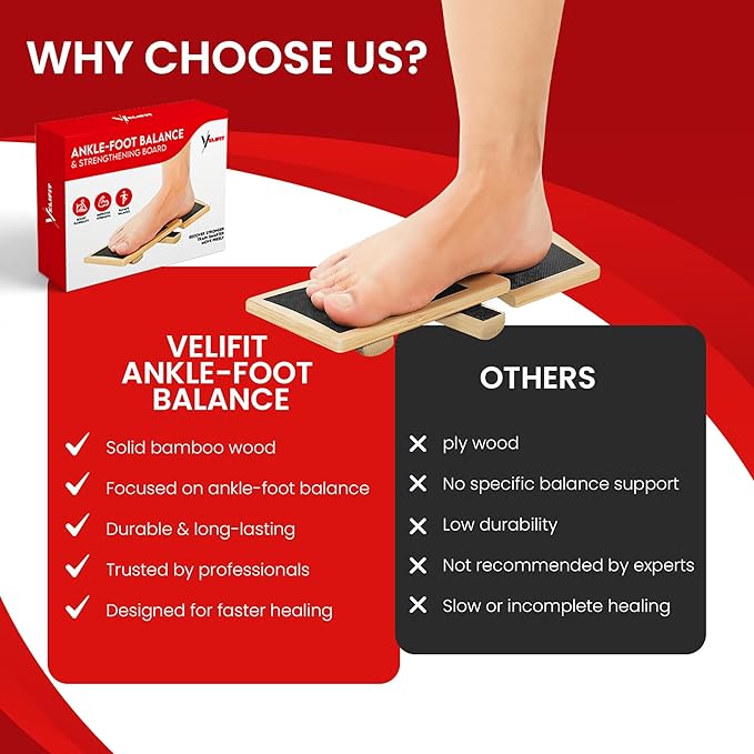 Ankle Strengthener & Axis Board, Bamboo Ankle Balance Board for Physical Therapy, Blackboard Foot Trainer & Foot Strengthener, Giboard for Balance Training, Axisboard for Leg Stability