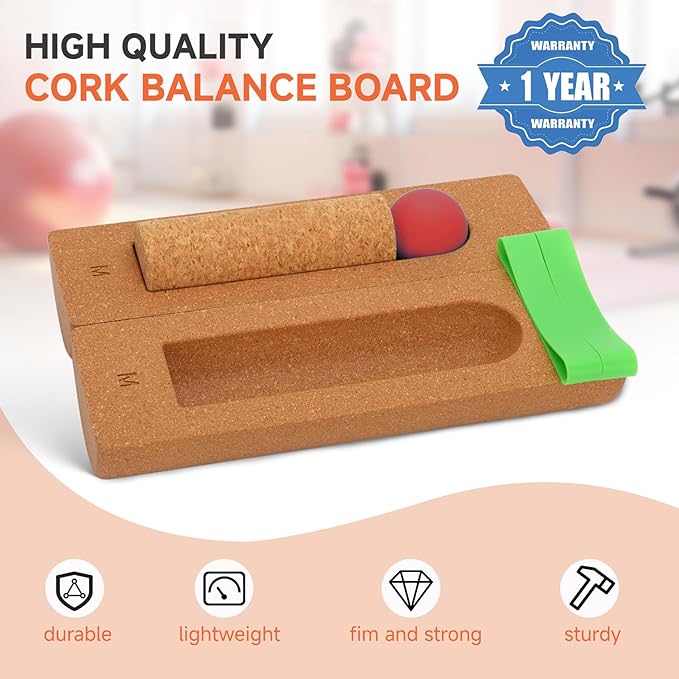 Foot Balance Cork - Foot Collective Cork Balance &Natural Wood for Feet Strengthening, corking balance board For Home Gym|Office Fitness Equipment for Plantar Fasciitis Relief | Foot Balance Trainer