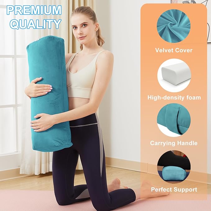 Rectangular Yoga Bolster Pillow, Meditation Pillow for Yin & Restorative Yoga, Filled with Wasted Sponge