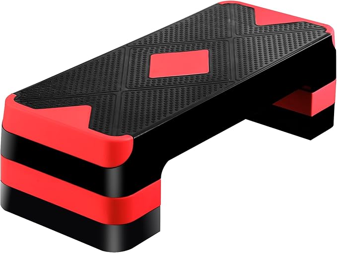 27" Adjustable Exercise Aerobic Step Platform with Stackable Risers – 3 Levels (4", 6", 8") – Workout Stepper for Home Gym, Fitness & Physical Therapy Training