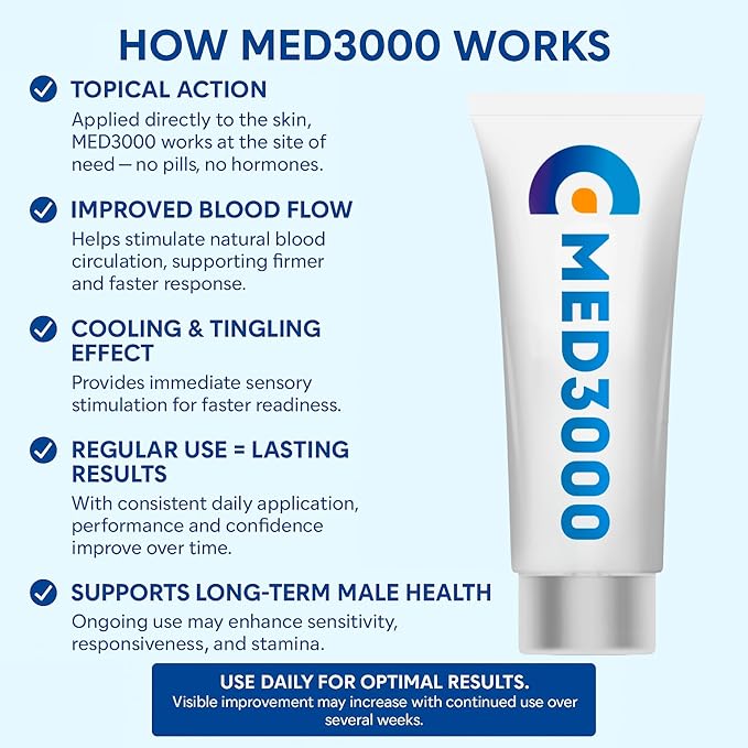 Erectile Dysfunction Supplements Cream - ED Cream for Men to Get Hard Fast Acting, 1.75 Fl Oz (MED3000)