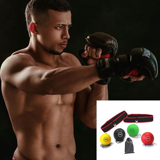 Reflex Boxing Training Ball Set with Adjustable Headband for Adults and Kids - Eye Hand Coordination, Punching Speed and Fight Reaction