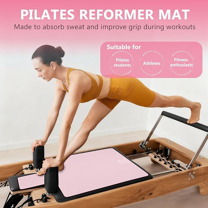 Non-Slip Pilates Reformer Mat, 2mm Thick Pilates Reformer Machine Cover Mat, 39" x 24" Foldable Washable Absorb Sweat Accessory for Home, Studio, Gym Fitness