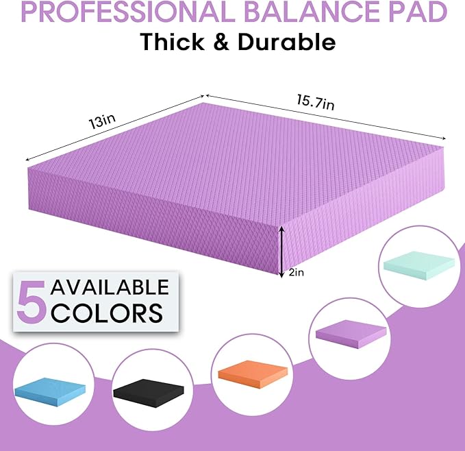 Balance Pad – Stability Trainer for Balance, Stretching, Physical Therapy, Exercise, Mobility, Rehabilitation and Core Training Non-Slip Closed Cell Foam Premium Balance Pad Knee Pad