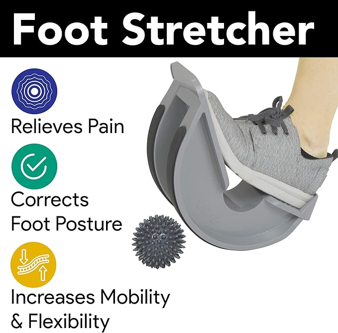 ProHeal Foot Rocker Calf Stretcher with Spiked Ball Massager - for Plantar Fasciitis, Achilles Tendonitis - Calf, Foot, Heel, and Ankle Stretcher - Lower Leg Pain Relief - Blue with Yellow Ball