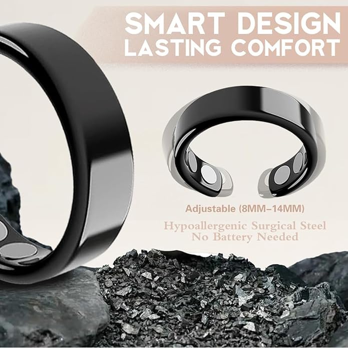 Auvulis Migraine Ring, Vitality Ring for Migraines, Adjustable Acupressure Magnetic Ring, Stainless Migraine Ring for Men and Women