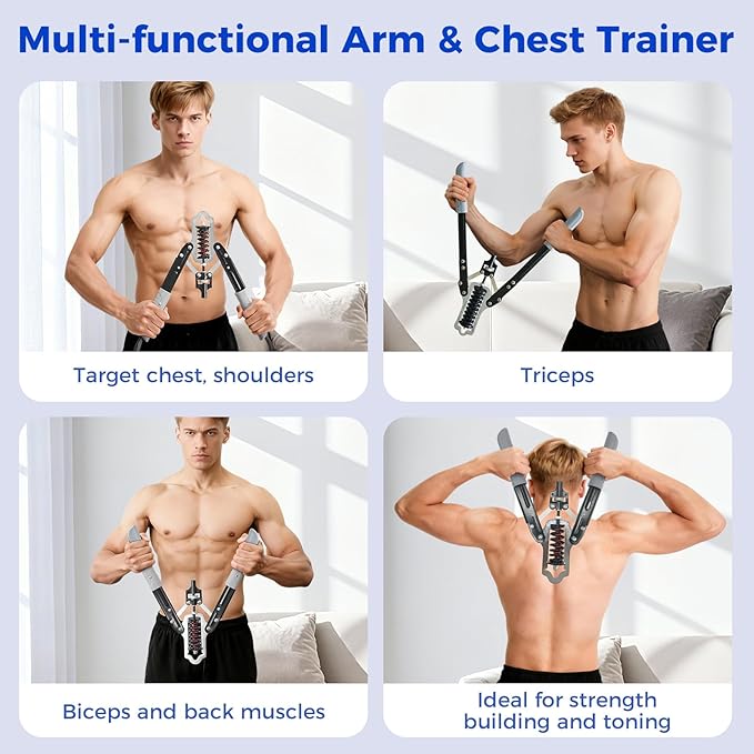 DERACY Chest Workout Equipment, Adjustable Forearm Strengthener, Carbon Steel Twister Arm Trainer, Upper Body Strength Trainer for Home Gym