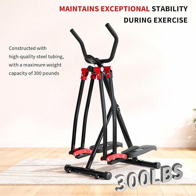 Air Walker Exercise Machine, 30" inch Stride Space Walker Elliptical Trainer for Home Use, Low-Impact Elliptical Cross Trainers Compact Steppers for Men and Women Full-Body Cardio & Leg Toning