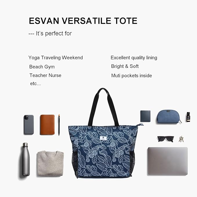 ESVAN Yoga Mat Bag Yoga Tote Carrier Shoulder Bag Carryall Tote for Office,Yoga,Pilates,Travel,Beach and Gym