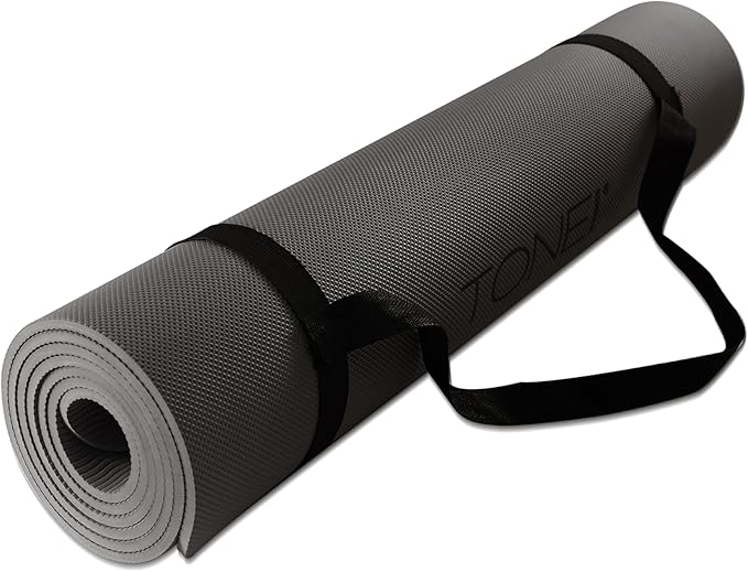 TONE Fitness Yoga Mat 1/4" Thick Non Slip Exercise & Pilates Mat for Home Workouts with Carrying Strap | Multiple Options
