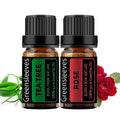 GREENSLEEVES Rose and Tea Tree Essential Oil Set, 2 x 10ml Pure Plant-Based Fragrance Oil for Aromatherapy, Essential Oils for Diffuser, Massage, Bath Bomb, Scented Candle Soap Making