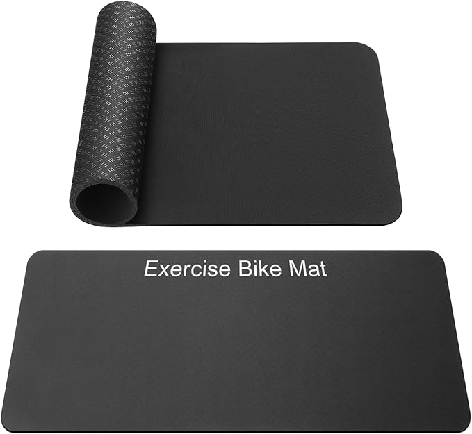 TOBWOLF 2PCS Non-Slip Mat Compatible with Peloton Bike, Concept 2 Rowing Machine, Exercise Bike Mat, Mat Protect Hardwood Floor Carpet for Home Gym, Workout Mat for Bike Trainer, Stationary Spin Bike