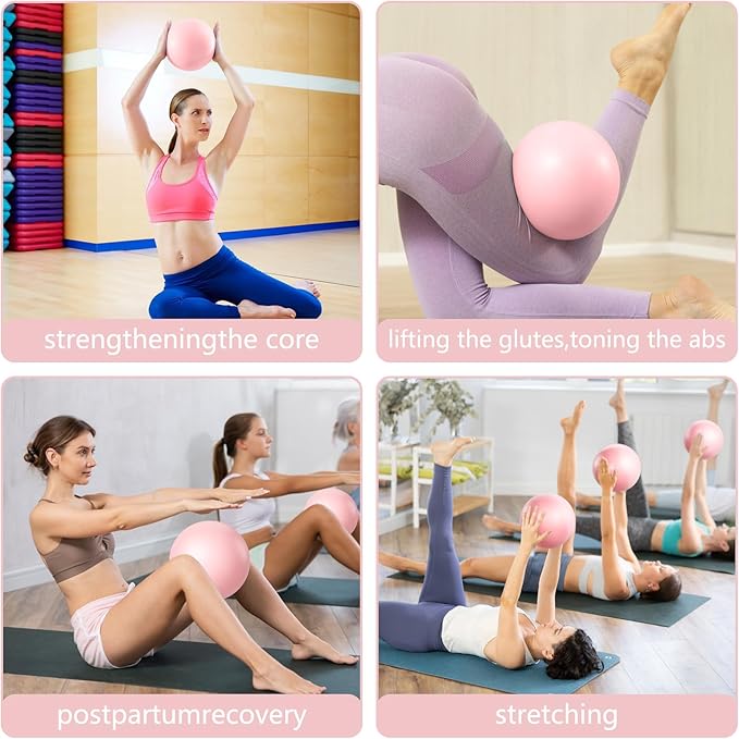9 Inch Pink Pilates Ball, Exercise Stability Yoga Ball Small Exercise Ball with Air Pump for Core Workout, Balance Training, Home Gym, Office, Physical Therapy