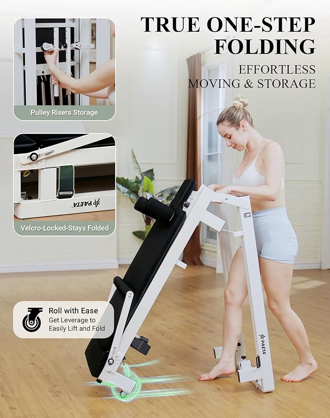 PAETA Pilates Reformer, 86" Foldable Reformer Pilates Machine for Home Use, with Dual Resistance- Springs and Cords, Pilates Equipment for Home Workouts with Jump Board, Up to 400 LBS