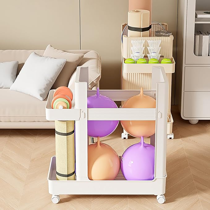 Workout Equipment Storage Rack with 4 Universal Wheels, Slim Design, and 22LB Capacity, Space-Saving Storage Solution for Gym, Home, Office