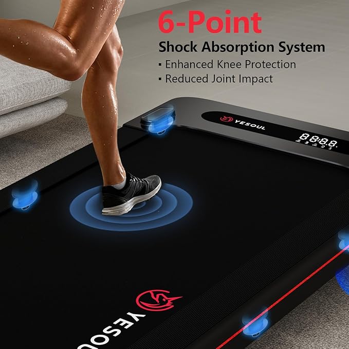 Yesoul Walking Pad Treadmill with 10% Auto Incline, Under Desk Treadmill for Home Walking, Hiking & Running, 300lbs Capacity, Smart App Scenic Routes & Live Classes, Remote & LED Display