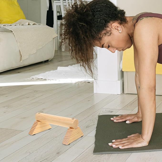 SUPVOX Push-up Handles Set with Non-slip Pads, Pine Wood Pushup Stands 21x13x8.7cm, Muscle Trainer for Home Workout and Strength Training Equipment
