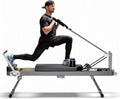Foldable Pilates Reformer Machine with Jump Board & Dual Resistance – Adjustable Home Gym Equipment for Full-Body Workout, 400 lbs Capacity, Suitable for Beginners & Advanced Users, Black