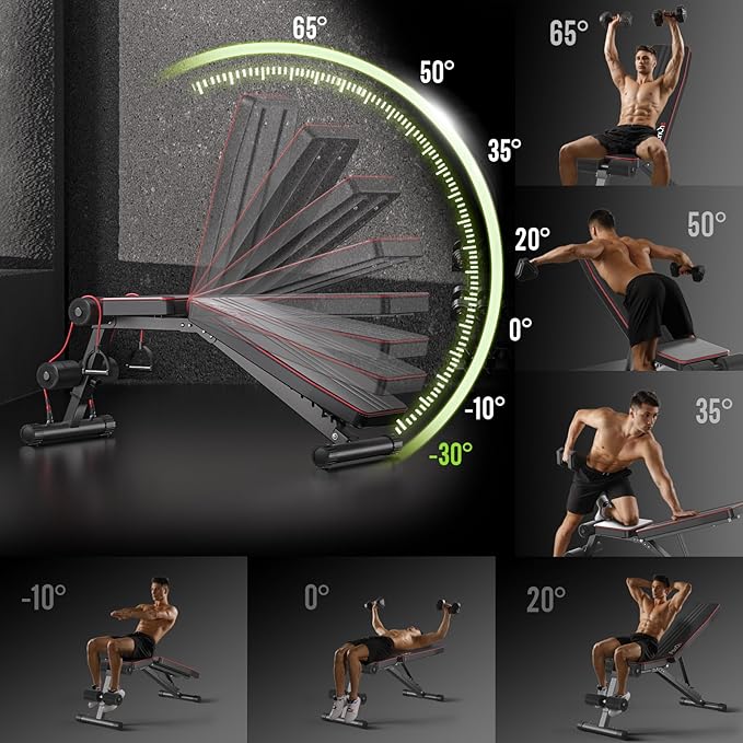 Adjustable Folding Weight Bench for Home Gym, 660 lbs Capacity Multi-Functional Workout Bench Sturdy Durable for Full Body