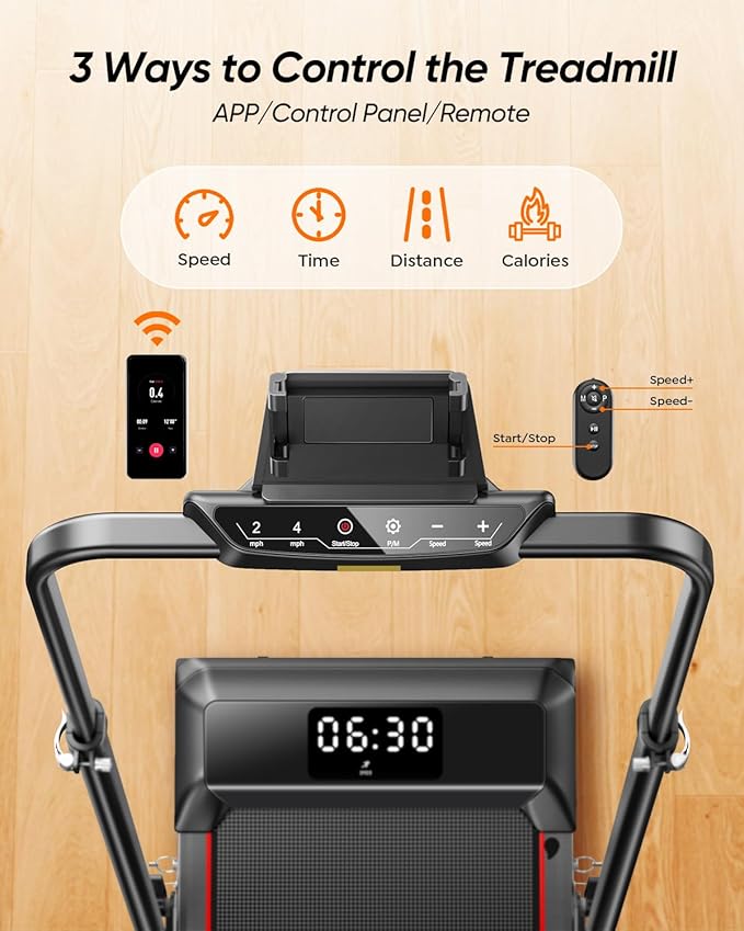 Walking Pad Treadmill with Incline, 2 in 1 Foldable Treadmills for Home Small Office, 300lbs Portable Compact Under Desk Treadmill with App, Remote Control and LED Display