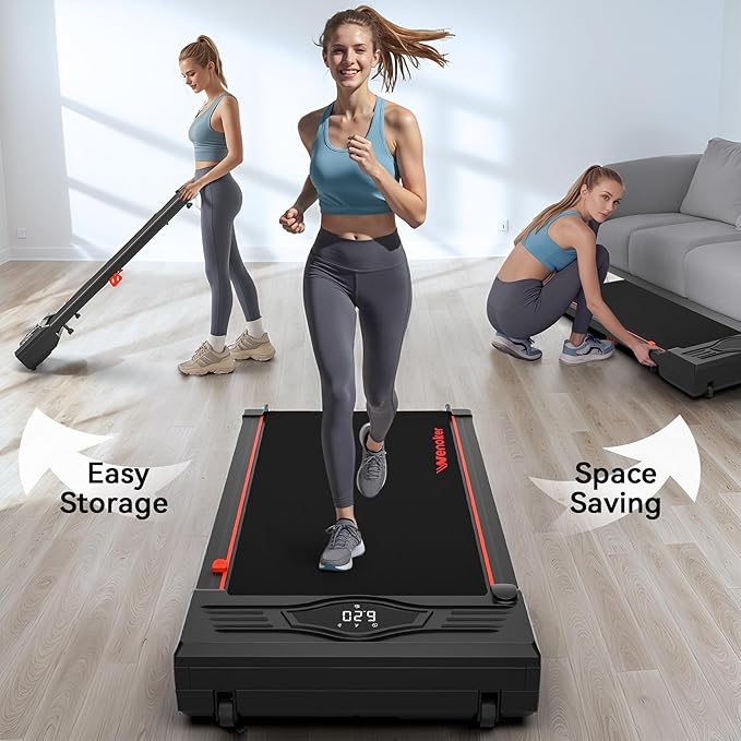 Walking Pad Treadmill, Under Desk Treadmill, Portable Treadmill for Home Office, Compact Quiet Desk Treadmill, Jogging Running Machine with Remote Control & LED Display, Installation Free
